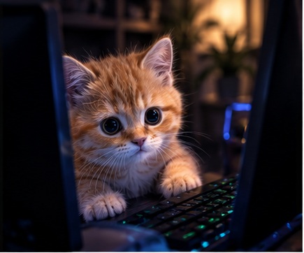 FomoGato at the keyboard